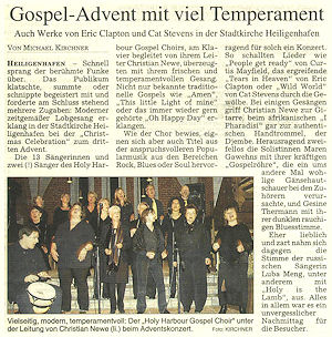 Weihnachtskonzert 2007 in der Stadtkirche Heiligenhafen